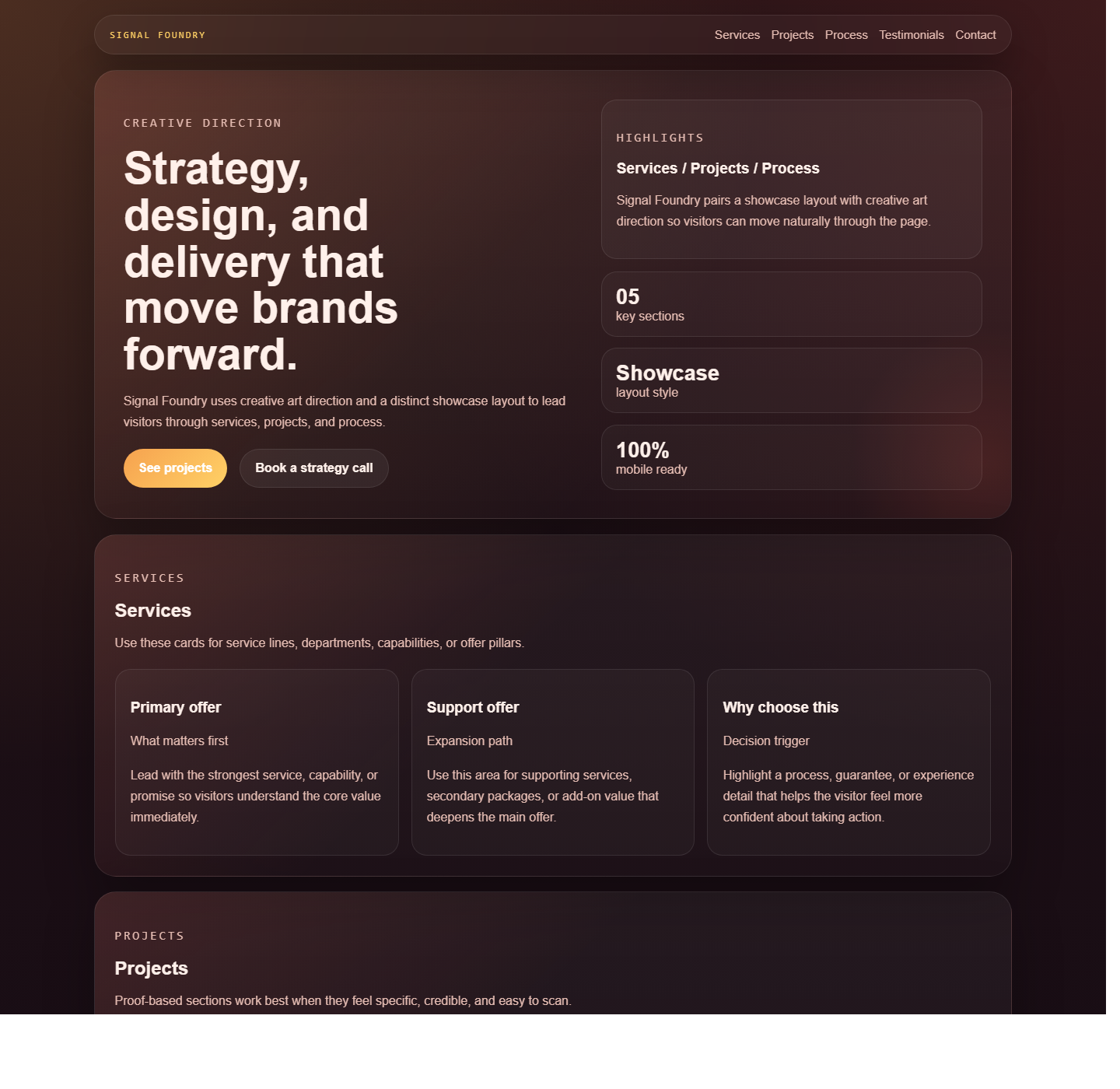 Generated sample website